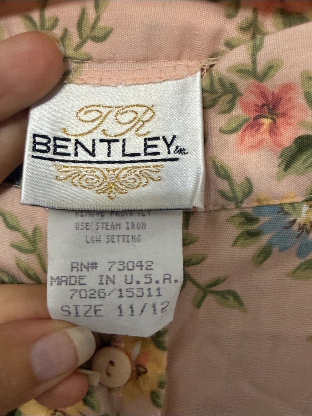 Vintage Floral Button-Front Pink A-Line Skirt - Picture 3 of 4